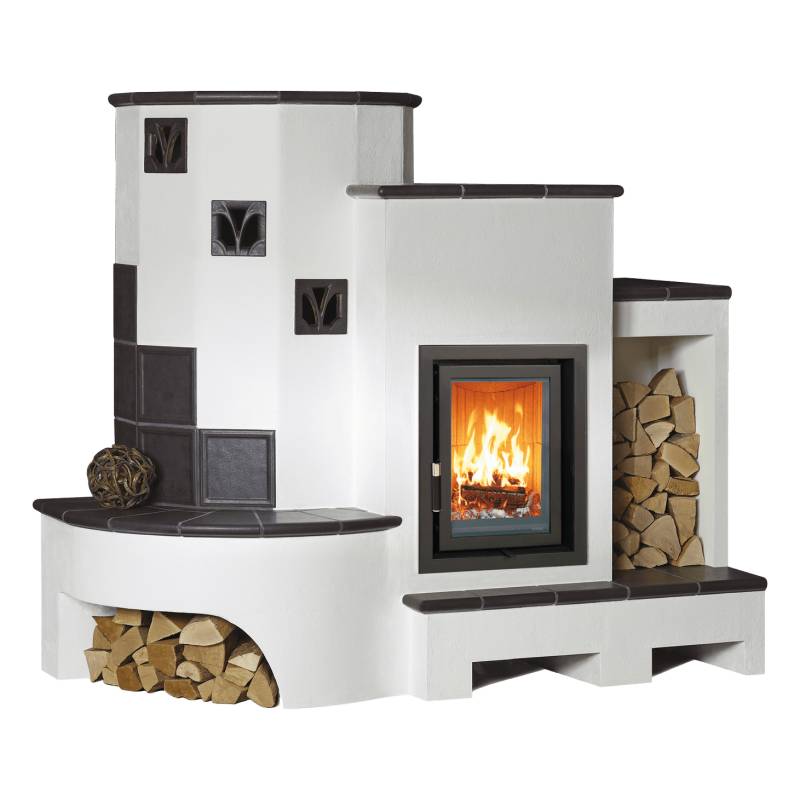 Kachelofen 5/109.1 7 kW - schoko - Premio - Bank links von HARK