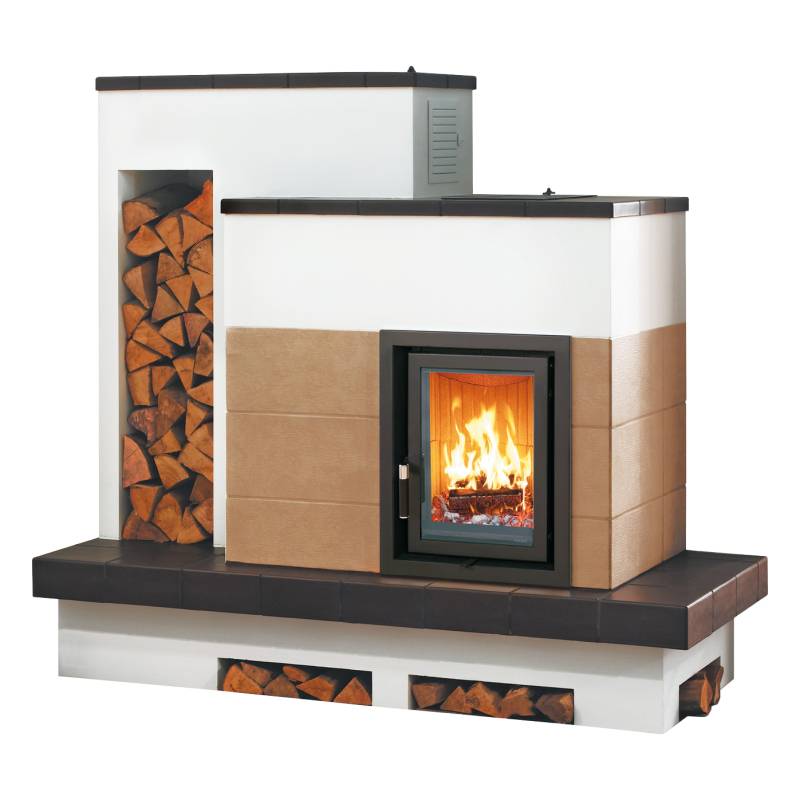 Kachelofen 5/112.0 7 kW - noce-crema/schoko - Premio - Bank links von HARK