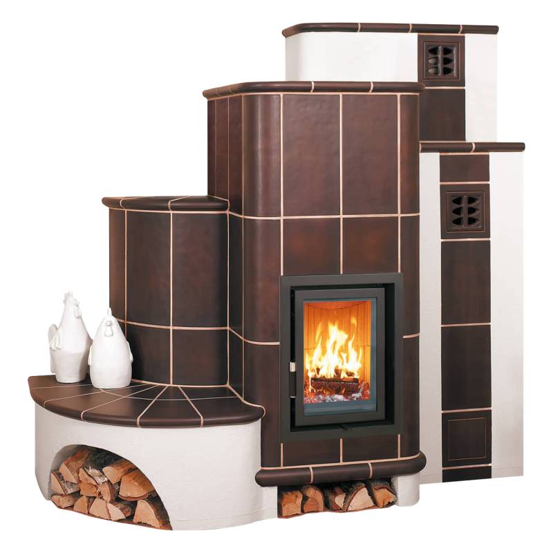 Kachelofen 5/98.1 7 kW - schoko - Premio - Bank links von HARK