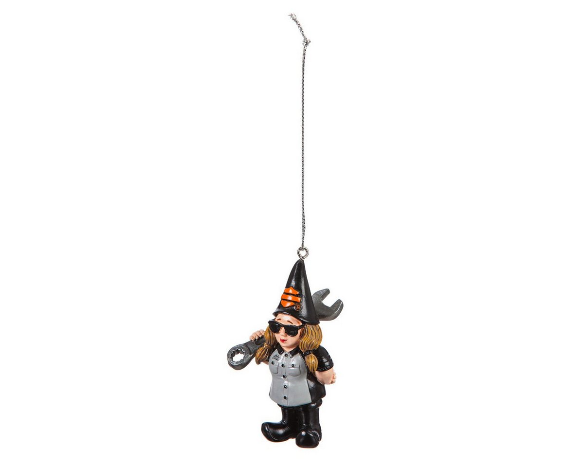 HARLEY-DAVIDSON Christbaumschmuck GNOME Ornament H-D Female Mechanic Mini Gartenzwerg Frau Z3OT4902GMD, Hergestellt aus bemaltem Polystone von HARLEY-DAVIDSON
