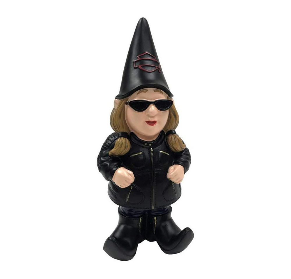 HARLEY-DAVIDSON Gartenzwerg Lady Biker Themed Polystone Gartenzwerg Gnome Gnomette, Größe (B x T x H): 11 x 9 x 28 cm oder 4,45 x 3,5 x 10,2 cm von HARLEY-DAVIDSON
