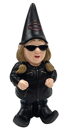 HARLEY-DAVIDSON Lady Biker Themed Polystone Garden Gnome, 4.5 x 11 in. 544902C von HARLEY-DAVIDSON