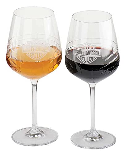 Harley-Davidson Crystal Wine Glass Set, Frosted B&S Logo - Set of Two 20 oz. von HARLEY-DAVIDSON