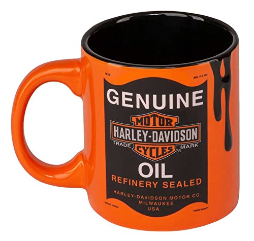 Harley-Davidson Oil Can Bar & Shield Logo Kaffeetasse aus Keramik, 510 ml, Orange von Harley-Davidson