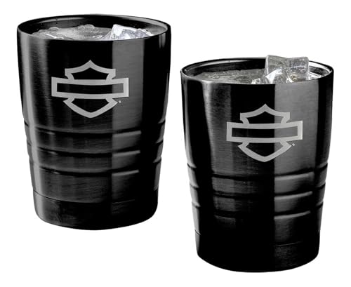 Harley-Davidson Open Bar & Shield Double Old Fashion Glas-Set – Edelstahl von HARLEY-DAVIDSON