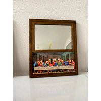 Jesus Letztes Abendmahl Wanddekor, Religiöses Dekor, Art-Deco-Wandspiegel, Weihnachtsgeschenk, Noel Geschenk, Fliesenspiegel, Einzigartiger Spiegel von HARMONYARTCRAFTS