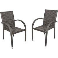 2x Stappelstuhl alu Rattan-Optik Garten Möbel Veranda Terrasse Balkon dunkelgrau von HARMS