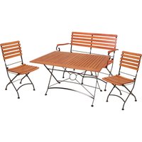 4 teilig Tisch Sitz Gruppe Eukalyptus Bank Stühle Garten Balkon Lounge Terrasse von HARMS