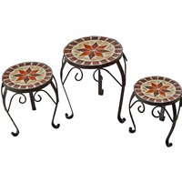 Blumenhocker Blumenständer Blumentisch Beistelltisch Garten, Mosaik Design verschiedene Größen, 3er Set Blumenhocker Blumenständer Blumentisch Beistelltisch Garten, Mosaik Design verschiedene Größen, 3er Set von HARMS