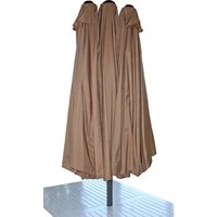 Doppel-Sonnenschirm Sonnenschutz Grau Stahl alu Polyester l 460 cm Garten Patio von HARMS