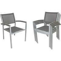 Garten Stapel Stuhl grau Veranda Textil Arm Lehne anthrazit Aluminium Terrasse von HARMS