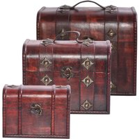 Harms - 3er Set Holz Schatz Truhen Aufbewahrung Dekoration Metall Beschlag Accessoires 314476 von HARMS