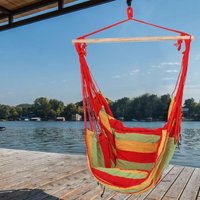 Hängesessel Schaukelstuhl Relaxsessel Hartholz Baumwolle rot grün gelb h 120 cm von HARMS