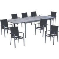 9-Teilige Tisch Sitz Garten Gruppe ALU Keramik dunkelgrau Veranda Terrasse von HARMS