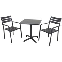 Harms - Tischgruppe treviso 3 tlg., anthrazit / 1x Tisch 305253 / 2x Stapelstuhl 305254 305253-2 von HARMS