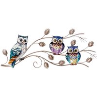 Harms - Wand Behang Eulen Design Garten Zweig Terrassen Außen Dekoration mehrfarbig 507222 von HARMS