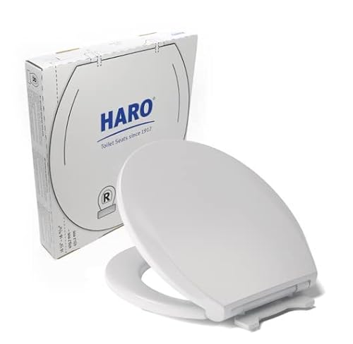 HARO,Runder Toilettensitz,Langsam schließender Sitz,Schwerlast bis 250 kg, Schnellverschluss & leicht zu reinigen, Fast-Fix-Scharnier,Premium-Duroplast > kratzfest,41. 9 cmx3 cm 6.8x5.9 cm von HARO