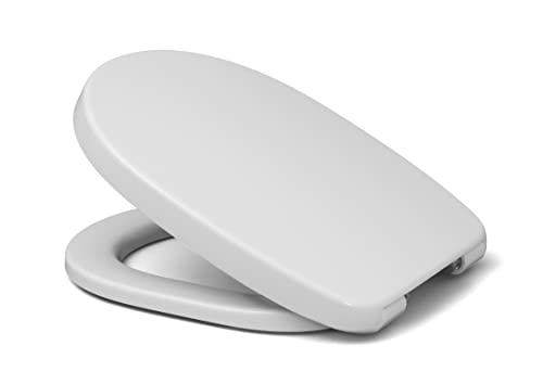 HARO 540785 Toilettensitz Tablas (WC-Sitz weiß Alpin, mit Softclose + Takeoff, Sandwich, Flache Form, D-förmig, Deckel-/ Ringpuffer) von HARO