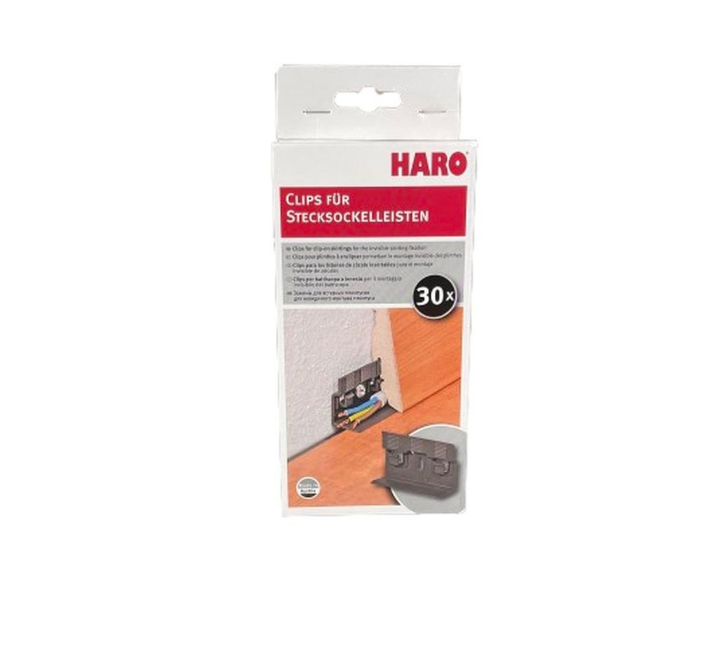 HARO Sockelleiste Inhalt: 30 Clips, Schrauben + Dübel für ca. 15lfm Stecksockelleisten von HARO