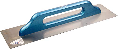 HAROMAC Schweizer Glättekelle Made in Germany, 480x130mm, gehärteter Stahl, Blauer Holzgriff, mit normalen Kanten, für großflächige Glättearbeiten, Reibebrett von HAROMAC