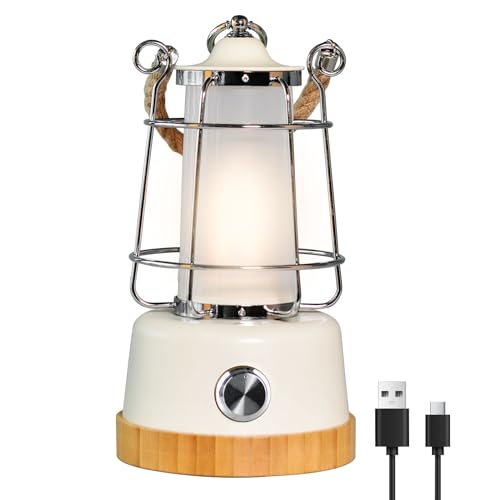 HARPER LIVING Wiederaufladbare LED-Laterne im Retro-Stil, 6 W, 370 Lumen, 5000 mAh, dimmbar, Farbwechsel, für Wohnzimmer, Garten, Camping, Angeln, Wandern, Stromausfälle von HARPER LIVING