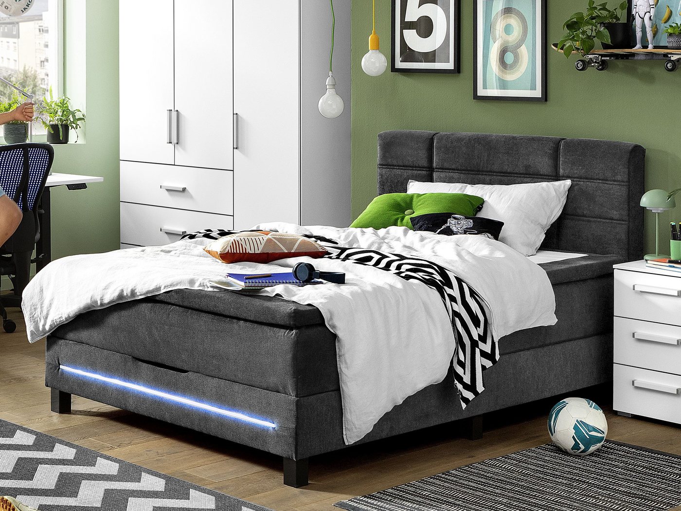 HARPER Boxspringbett Boxbett HARPER SANJO LF 140x200 cm grau HARPER Boxspringbett Boxbett HARPER SANJO LF 140x200 cm grau von HARPER