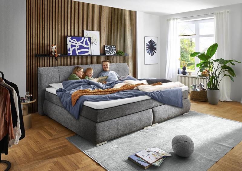 HARPER Boxspringbett Boxspringbett HARPER SAMBAS LF 240x200 cm grau Box-Spring-Bett von HARPER