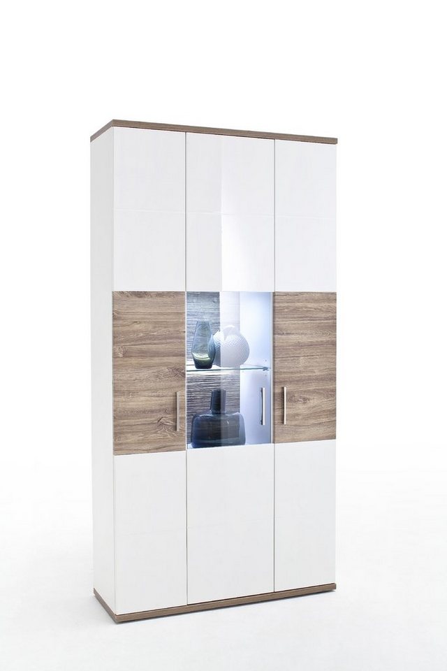 HARPER Vitrine Vitrine HARPER MARADI BHT 100x199x37 cm weiß Glasschrank von HARPER