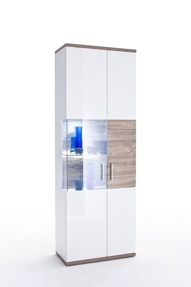HARPER Vitrine Vitrine HARPER MARADI BHT 70x199x37 cm weiß Glasschrank von HARPER