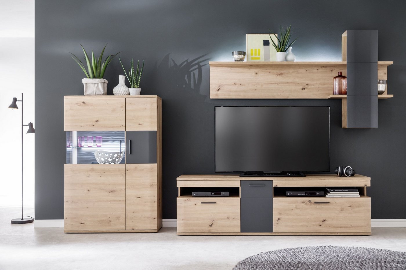 HARPER Wohnwand Wohnwand HARPER MADANG BHT 310x198x50 cm braun Anbauwand von HARPER