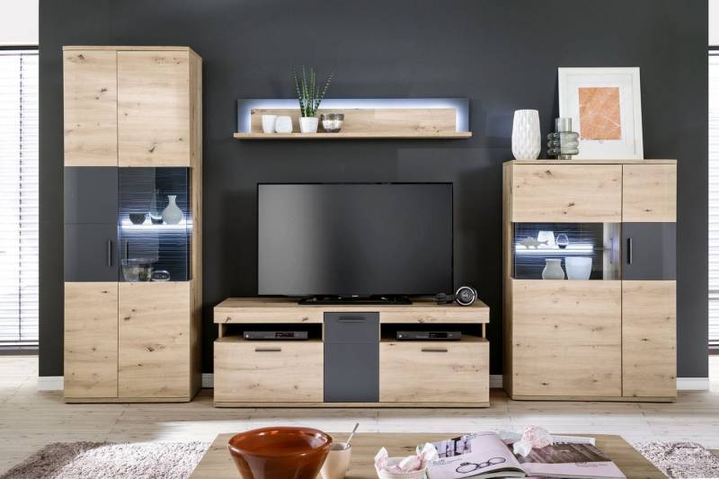 HARPER Wohnwand Wohnwand HARPER MADANG BHT 330x198x50 cm braun Anbauwand von HARPER