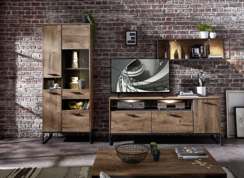 HARPER Wohnwand Wohnwand HARPER WAKEFIELD BHT 300x196x48 cm braun Anbauwand von HARPER