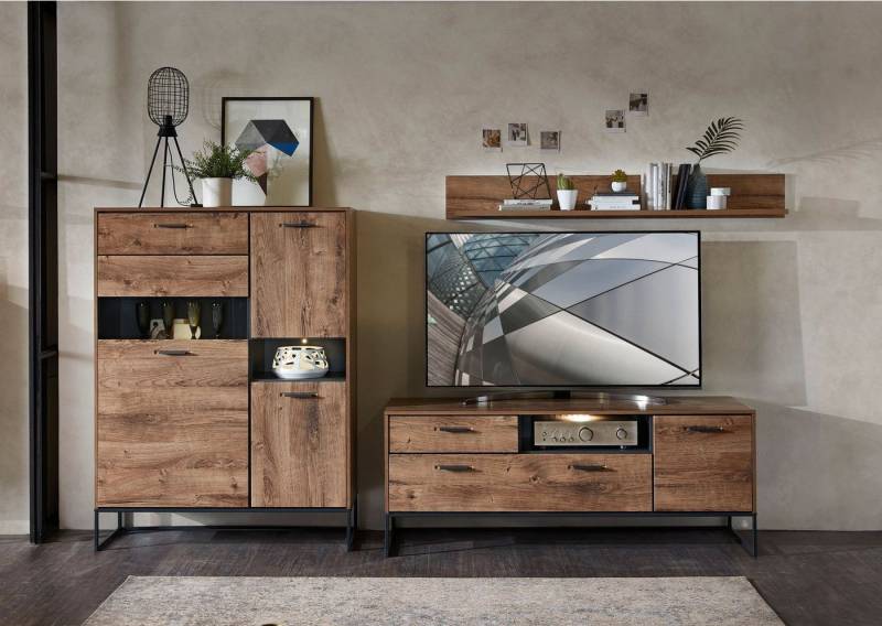 HARPER Wohnwand Wohnwand HARPER WAKEFIELD BHT 310x165x48 cm braun Anbauwand von HARPER