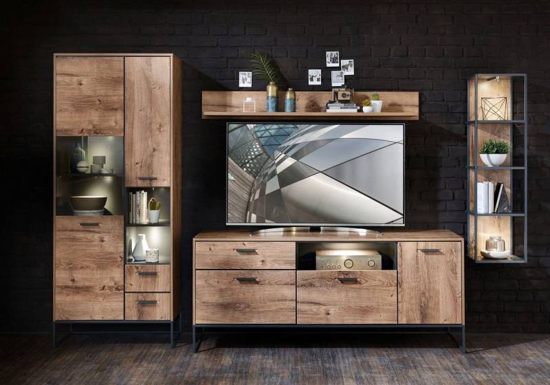 HARPER Wohnwand Wohnwand HARPER WAKEFIELD BHT 310x196x48 cm braun Anbauwand von HARPER