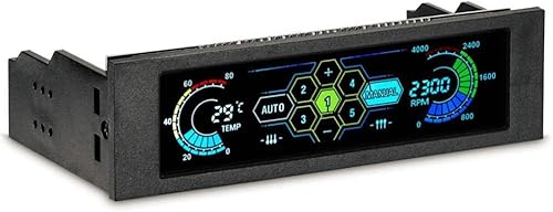 13,3 cm (5,25 Zoll) Farbdisplay Laufwerksschacht PC Computer CPU Kühlung LCD Frontpanel Temperaturregler Lüfter Geschwindigkeitsregelung für Desktop von Harpra