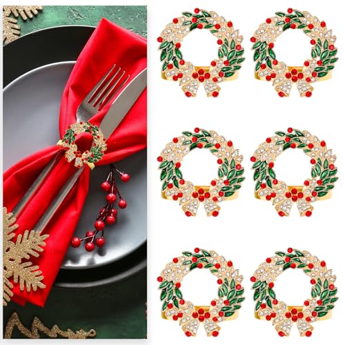 6 Stück Serviettenschnallen Weihnachten, Weihnachtsskranz Serviettenschnallen Set, Wiederverwendbar Gold Skranz Serviettenschnallen für Weihnachten Dinnerpartys Abendessen Tischdekoration 6 Stück Serviettenschnallen Weihnachten, Weihnachtsskranz Serviettenschnallen Set, Wiederverwendbar Gold Skranz Serviettenschnallen für Weihnachten Dinnerpartys Abendessen Tischdekoration von HARRA HOME