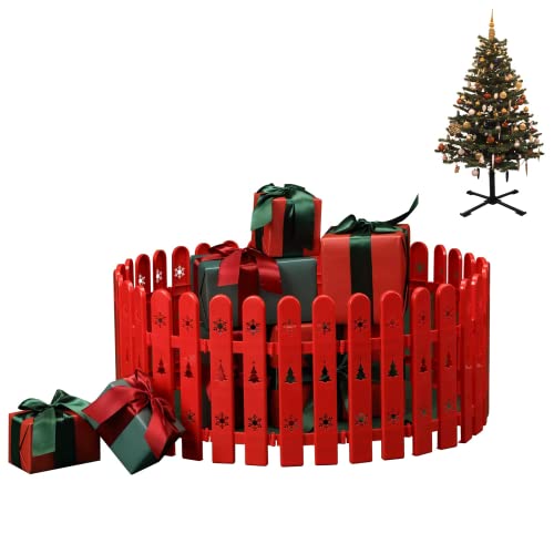 Weihnachtsbaum Zaun 36 Stück Rot, Kunststoffzaun Miniatur Zaun für Weihnachtsbaum, Garten, Hochzeit, Party Dekoration von Harrms
