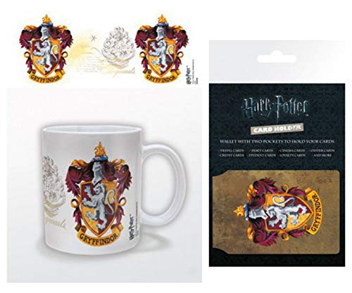 Harry Potter, Gryffindor Crest Foto-Tasse Kaffeetasse (9x8 cm) + 1 EC-Kartenhülle Kartenetui Für Fans Und Sammler (10x7 cm) von Harry Potter