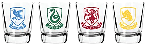Harry Potter Schnapsglas-Set – 60 ml Fassungsvermögen – Set mit 4 Gläsern – Gryffindor, Slytherin, Hufflepuff, Ravenclaw von Harry Potter