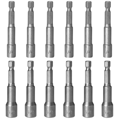 HARSKIYER 1/4 und 5/16 Zoll magnetisches Steckschlüssel-Bit-Set, 10 Stück Chrom-Vanadium-Stahl-Schlagbohrer, Schnellwechsel-Steckschlüssel-Adapter mit Sechskantschaft, 65 mm Länge von HARSKIYER