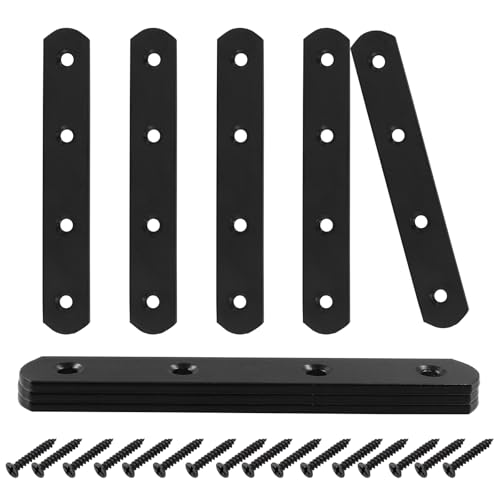 HARSKIYER 8 Stück 12,7 cm gerade Halterung, Edelstahl, flache Reparaturstrebe, schwarze Verbindungsplatte mit Befestigungsschrauben und Schraubendreher für Möbelreparatur, Befestigung HARSKIYER 8 Stück 12,7 cm gerade Halterung, Edelstahl, flache Reparaturstrebe, schwarze Verbindungsplatte mit Befestigungsschrauben und Schraubendreher für Möbelreparatur, Befestigung von HARSKIYER