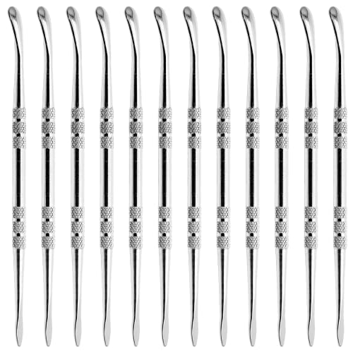 Harskiyer 12 Stück Wachs-Schnitzwerkzeuge, 11,9 cm Edelstahl, doppelseitig, Modellierlöffel, Werkzeug, Tonformen, Wachs, Schnitzerei, Modellierwerkzeuge (Silber) von HARSKIYER