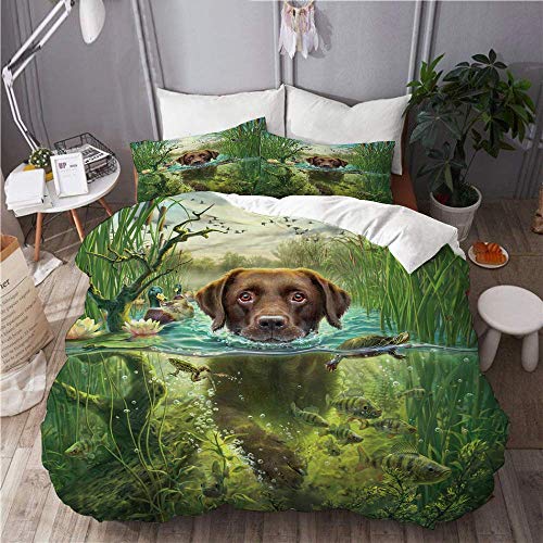 HARXISE Bettbezug Set Chien Golden Retriever Labrador Saute Hund Tier Hund im Wasser Home Hotel Wohnheim Dekorativ 3 Stück Bettwäsche Set Matching Size HARXISE Bettbezug Set Chien Golden Retriever Labrador Saute Hund Tier Hund im Wasser Home Hotel Wohnheim Dekorativ 3 Stück Bettwäsche Set Matching Size von HARXISE