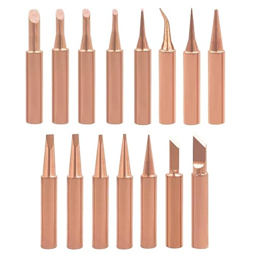 15 Stück Lötkolben Lötspitzen Lötstation Tool 900m Reines Kupfer Lötkolben Spitzen für Hakko, TENMA, ATTEN, Quick, Aoyue, Yihua lötkolben von HARY