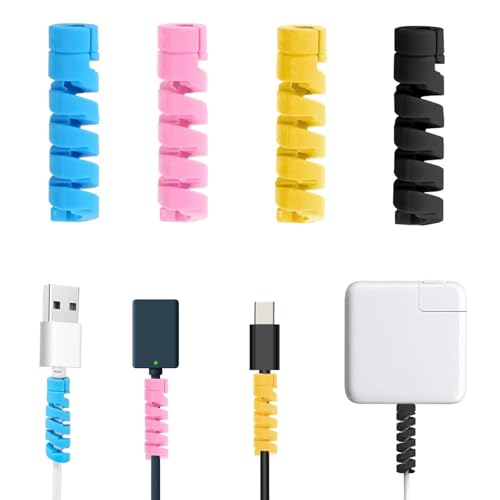 HARY 32 Stück Kabel-Schutz USB Ladekabel Schutz Type C Spiralkabel Ladegerät Schutzhülle Kabelknickschutz für iPhone iPad MacBook Ladekabel(4 Farben) von HARY