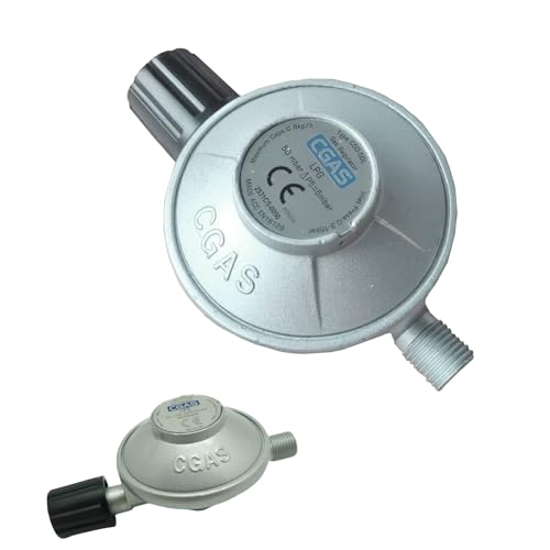 HARY Kartuschenregler Gaskartuschen Druckregler 50mbar Gasdruckregler Linkszahn 1/4 Zoll Butangas-Tankanschluss Druckreduzierventil-Kit mit Drehschalter Gasregler von HARY