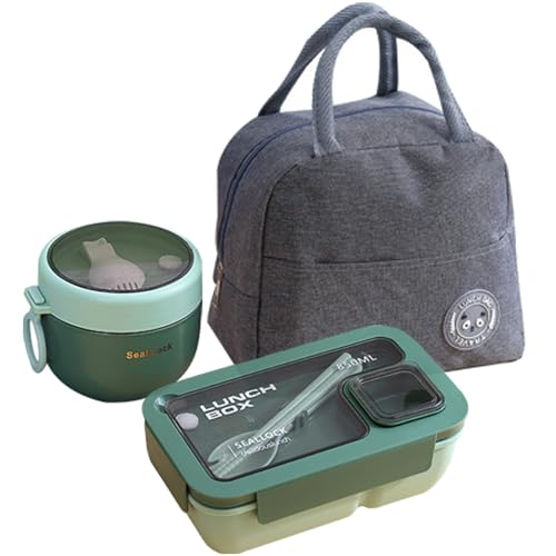 HASA zone Bento Box für Erwachsene, Bento-Boxen Set mit Tasche, Utensilien, Haferbehälter, langlebig, auslaufsicher, Lunchbox mit Gabel & Löffel, Lebensmittelaufbewahrungsbox für Männer, Frauen, von HASA zone