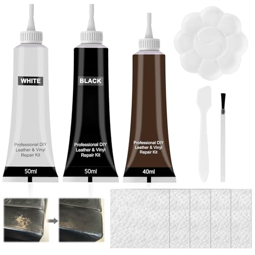 HASAIKA® Leder Kratzer Reparatur Paste, Lederreparatur Creme, 3 Stück Lederreparaturset zum Reparieren von Rissen in Möbeln, Sofa, Jacke, Bootssitz, (Weiß+Schwarz+Walnuss) von HASAIKA
