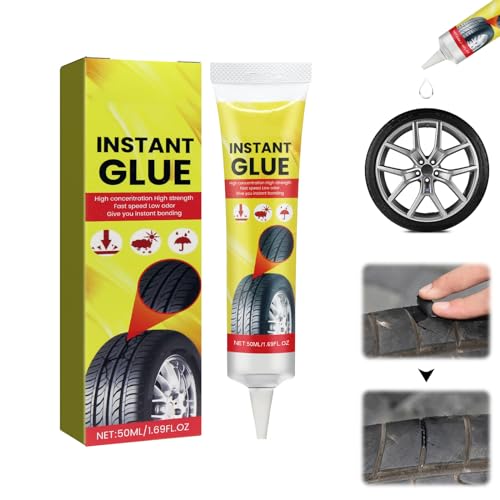 HASAIKA® Reifenreparatur Kleber, Reifen Reparaturset Kfz, Stark Haftender Reifenkleber, Allzweck-Autoreifen-Gummikleber zum Reparieren von Löchern und Rissen in Fahrrad-/Auto/Motorradreifen, 50ml von HASAIKA