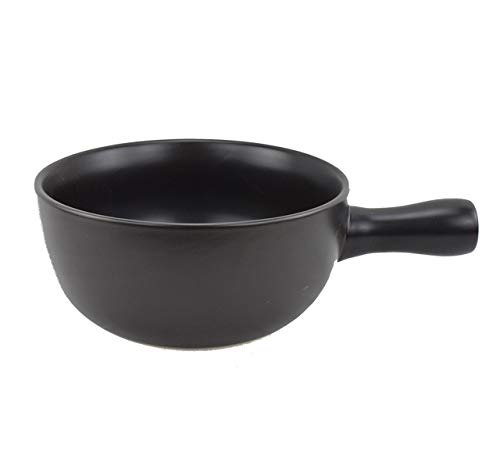 HASAYAKI Feuerfeste Keramik-Käse-Fondue-Pfanne, schwarze Matte, Dia22,5cm H10cm Durchmesser. 2,5L Kapazität. Wärmebeständigkeit des natürlichen Materials bis 400 Grad Celsius von HASAYAKI
